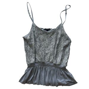 EXPRESS Silver Sequin Peplum Tank Top